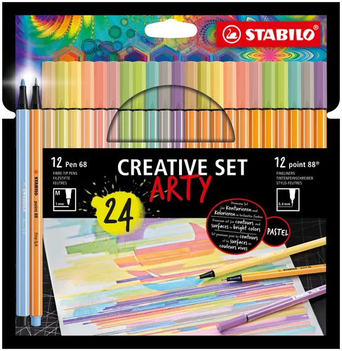 Stabilo Creative Set Arty Con 12 Point 88 + 12 Pen 68 Colores Surtidos Estuche 24 Ud