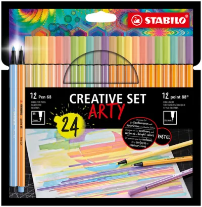 Stabilo Creative Set Arty Con 12 Point 88 + 12 Pen 68 Colores Surtidos Estuche 24 Ud