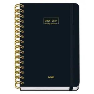 DOHE AGENDA ESCOLAR PREMIUM A5 ESPIRAL DOBLE SV CARTÓN FORRADO NEGRO 2026-2027