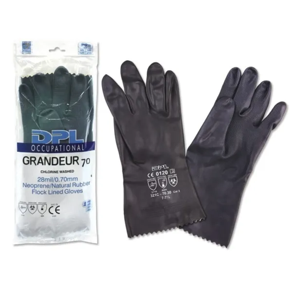 Dpl Occupational Grandeur Guantes Industriales Talla 8-8 1/2 - Flocados - Espesor En Palma De 0,7Mm - Industria Quimica, Pesada Y De Mantenimiento Etc.. - Color Negro