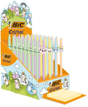 Bic Cristal Pastel Expositor con 40 Bolígrafos de Bola Punta Redonda 1mm Tinta Azul