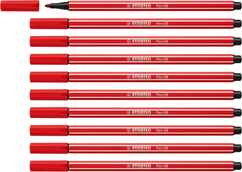 Stabilo Pen 68 Rotulador Punta de Fibra 1mm Tinta a Base de Agua Color Carmín