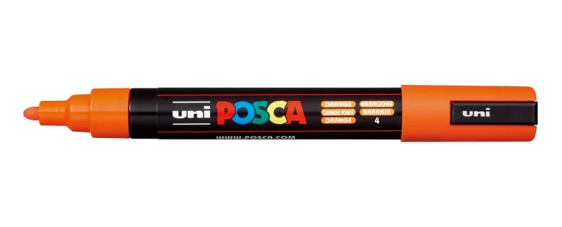 Posca Pc-5M Marcador De Pintura - Punta De Poliester 1.8-2.5Mm - Tinta Base Al Agua - Resistente A La Luz - Color Naranja