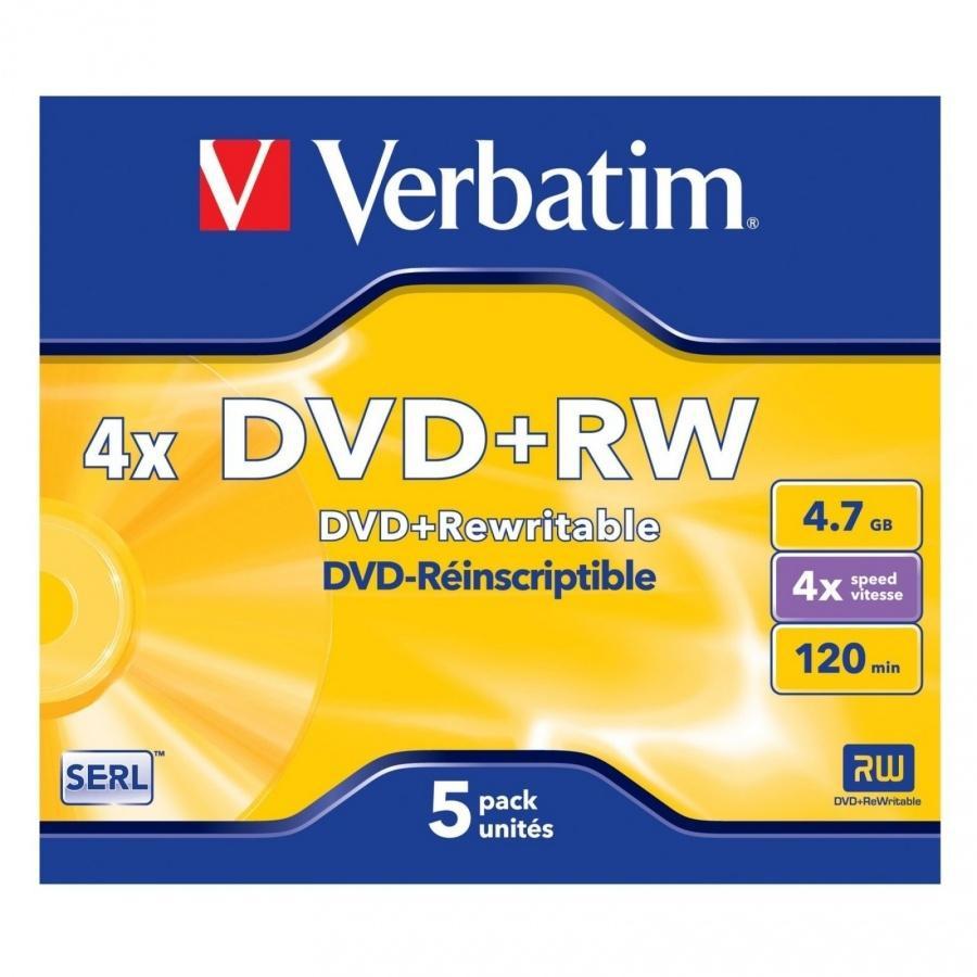 Verbatim Dvd+Rw, 4.7Gb, 4X, 5 Pack Jewel Case, Superficie Matt Silver