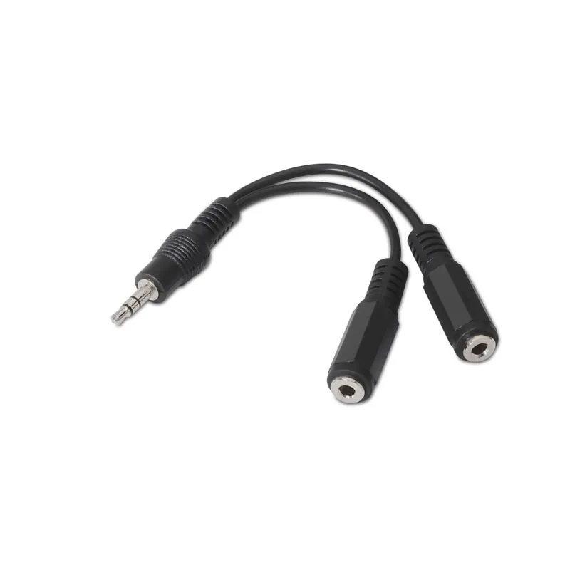 Nanocable Cable Audio Estéreo 2x Jack 3.5mm Hembra a Macho 0.15m Negro