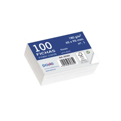 Dohe Pack de 100 Fichas de Cartulina 180gr Offset Color Blanco