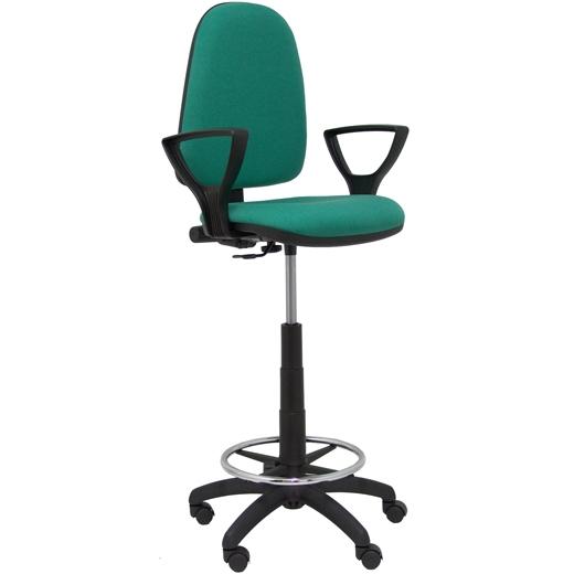 Piqueras Y Crespo Taburete Ayna B/Fijos Regulable En Altura Y Aro Reposapiés Tapizado Bali Verde Esmeralda