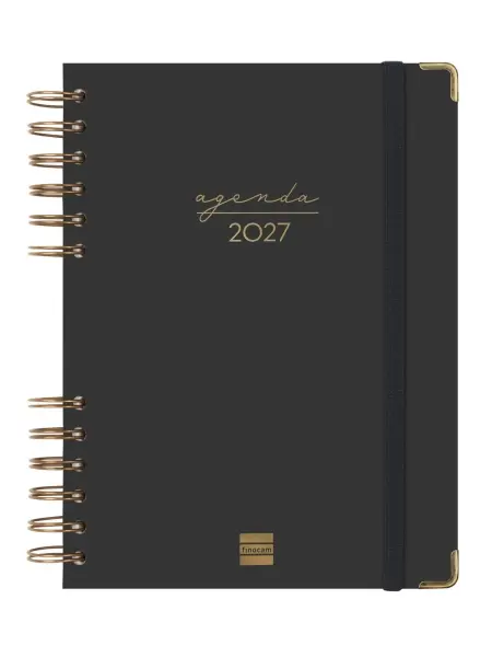 Finocam Agenda Espiral Trendy Alma Anual 2027 1 Día por Página E10 155x212mm Tapa Dura Negra