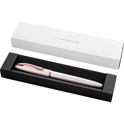 Pelikan Pluma Estilográfica Jazz Noble Elegance M Tinta Azul Color Perla Estuche De Regalo