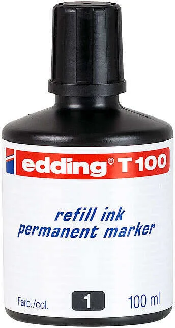 Edding T100 Bote De Recarga Para Rotulador Permanente - Capacidad 100Ml - Color Negro