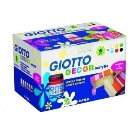 Giotto Témpera Acrílica Decor 25Ml Colores Surtidos 6 Botes