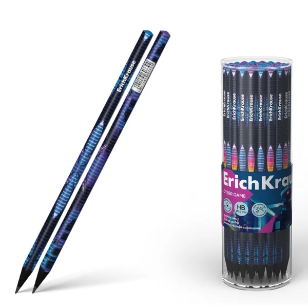 Erichkrause Cyber ​​Game Lapiz De Grafito Triangular Hb - Mina De 2.2Mm - 2 Diseños Surtidos