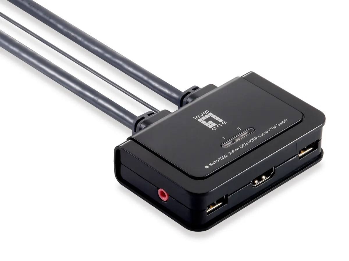 CONMUTADOR AUTOMATICO LEVEL ONE V/T/M 1a2 CPUs HDMI USB CON AUDIO CABLES INCLUIDOS