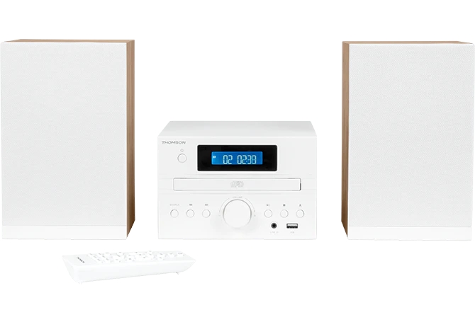 Thomson Mic121Bt Micro Cadena 50W Bluetooth - Reproductor De Cd, Radio Fm - Tecnologia Bass Boost - Mando A Distancia - Color Blanco