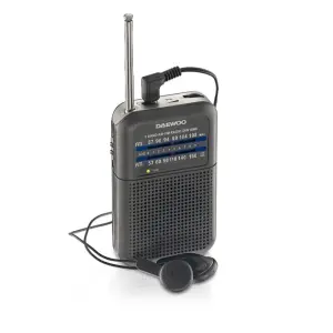 Daewoo DW1008 Radio Portátil AM/FM con Antena Telescópica y Altavoz Integrado - Color Gris