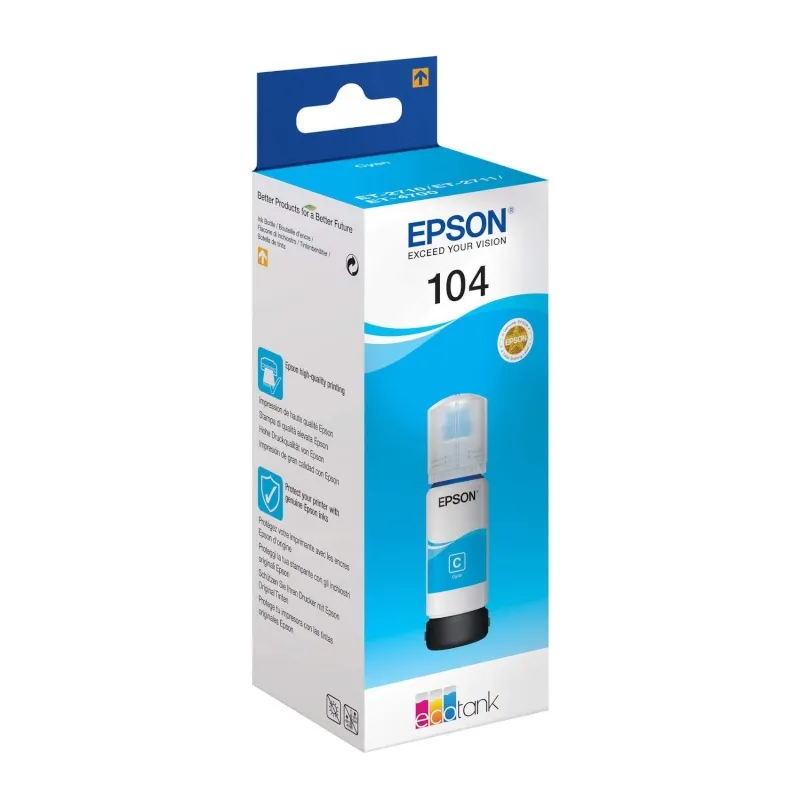 Epson Tinta Bote Cian Ecotank Nº 104 para ET-2710, 2711, 2726, 2815