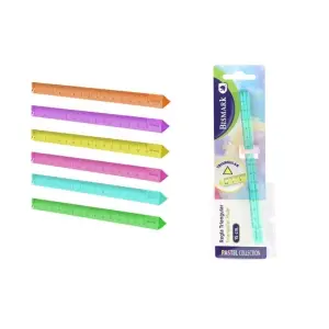 Bismark Regla Triangular 15cm Poliestireno Colores Pastel Surtidos para Colegio