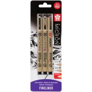 Talens Pigma Micron Rotuladores Negro 0,25mm/0,45mm/Brush Estuche 3 Ud