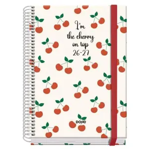 DOHE AGENDA ESCOLAR PRIME A5 ESPIRAL SV CARTÓN FORRADO MOD. CEREZAS 2026-2027