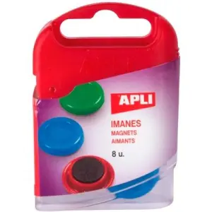 Apli Pack de 8 Imánes Redondos de 20mm en Colores Surtidos