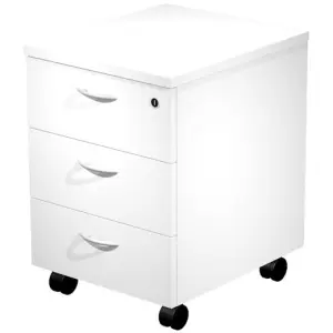Artexport Cajonera Presto 3 Cajones Con Ruedas, Guías Metálicas y Cerradura, Blanco