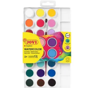 Jovi Pack de 24 Acuarelas en Pastilla 22mm con Pincel - Colores Brillantes y Mezclables