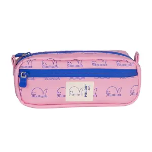 Milan Portatodo Rectangular 460 - 2 Compartimentos con Cremallera - Rosa/Azul