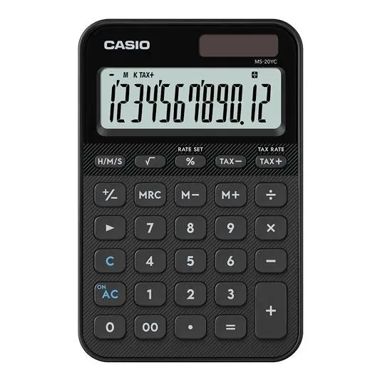 Casio Calculadora De Oficina Sobremesa Negro 12 Dígitos Ms-20Yc-Bk