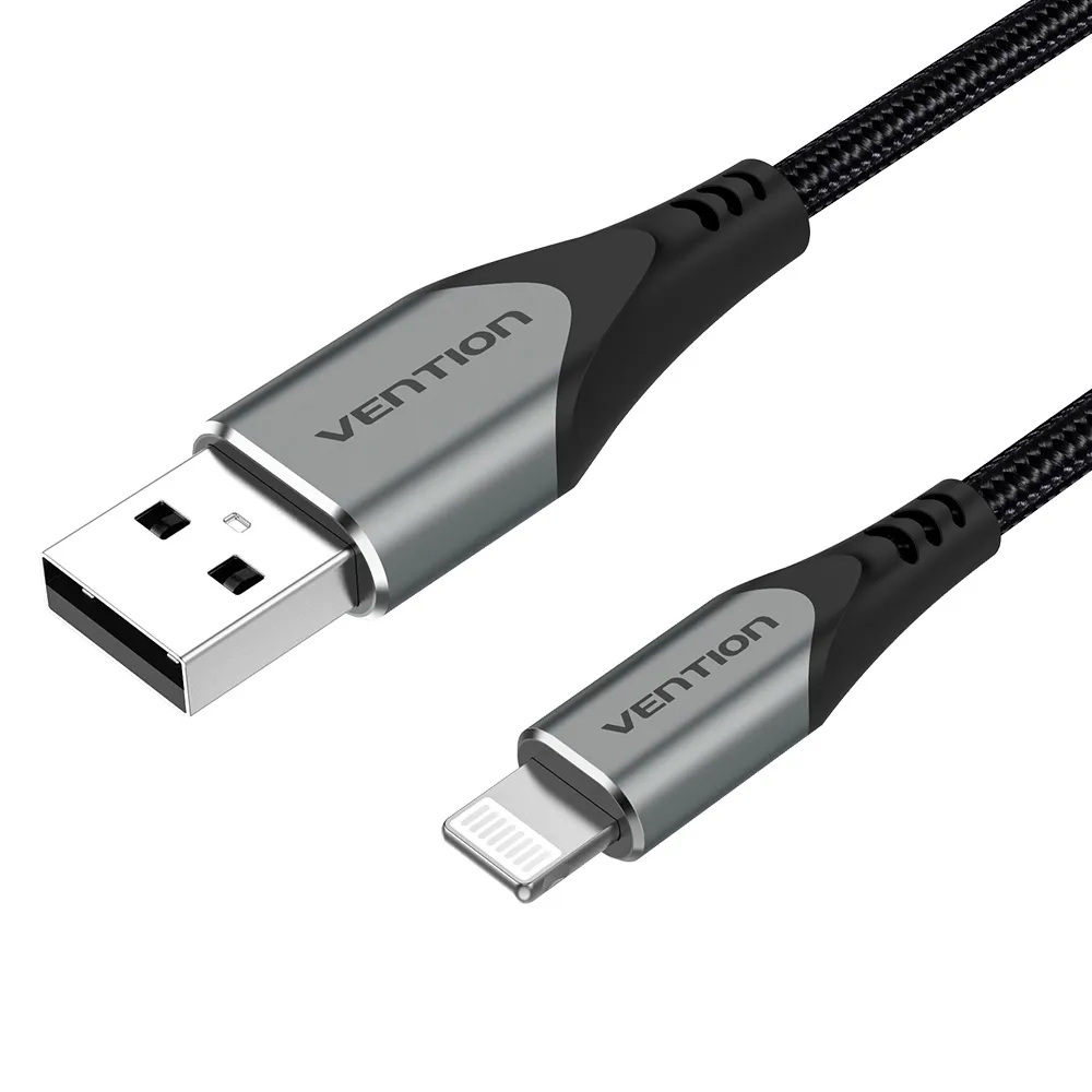 Vention Cable USB-A a Lightning - 2.4A - 15W - 480Mbps - MFI - 1m - Color Gris