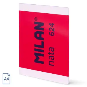 Milan Nata 624 Libreta A4 Cuadricula 5x5mm - 48 Hojas 95 gr/m2 - Color Rosa