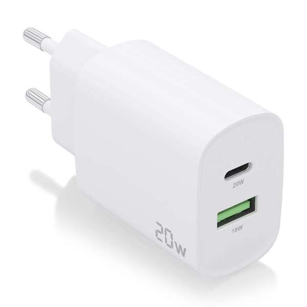 Aisens Cargador 20W - 1Xusb-C Pd3.0 - 1Xusb-A Qc3.0 - Color Blanco