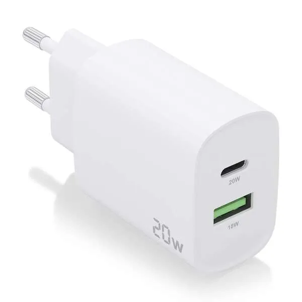 Aisens Cargador 20W - 1Xusb-C Pd3.0 - 1Xusb-A Qc3.0 - Color Blanco