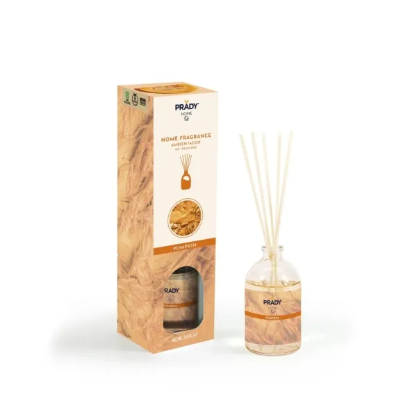 Prady Ambientador Mikado Pumpkin - Frasco De Cristal 100 Ml Y Varitas Difusoras