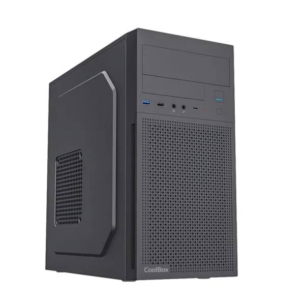 Coolbox Caja Micro ATX M680 con GPU Max 295mm, 1x5.25, 2x3.5, 3x2.5 y Fuente 500W Negra