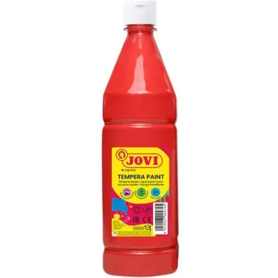 Jovi Tempera Paint 1000ml - Base Agua - Color Rojo Bermellón - Secado Rápido
