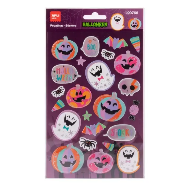 Apli Kids Pack de 24 Pegatinas de Halloween Calabaza Rosa para Decorar