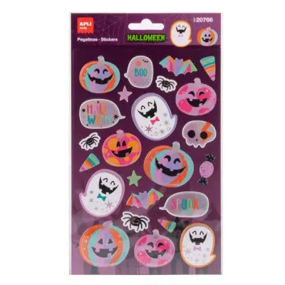 Apli Kids Pack de 24 Pegatinas de Halloween Calabaza Rosa para Decorar