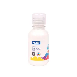 Milan Botella de Témpera 125ml con Tapon Dosificador - Secado Rápido - Color Blanco