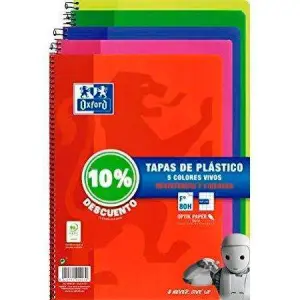 Oxford Cuaderno Espiral 80H Folio 4x4mm Con Margen Pack 5 Unidades