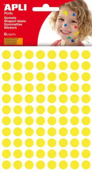 Apli Pack de 528 Gomets Redondos Ø 10.5mm Amarillo - Adhesivo Permanente
