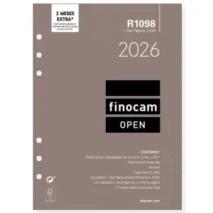 Finocam Recambio Anual Agenda De Anillas Open R1098 1000-155X215mm 1DP 2026