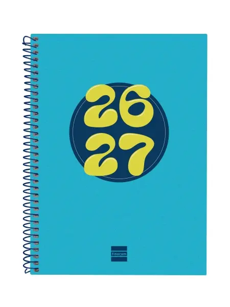 Finocam Cool Agenda Escolar 26/27 - Semana Vista Horizontal - Formato 4º - 155X212Mm - Tapas De Carton Forrado - Papel De 80G/M2 - Espiral Metalica - Esquinas Microperforadas - Color Azul