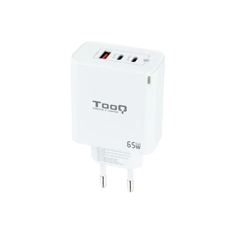 TOOQ Cargador USB-C 45W TQWC-GANQC2PD65WT 2xUSB-C PD 1xUSB-A QC Blanco