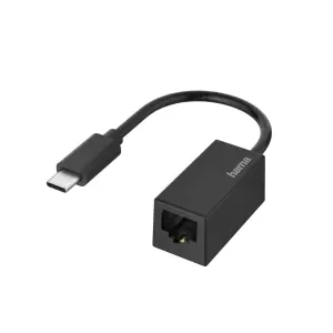 Hama Adaptador de Red USB-C Macho a Ethernet RJ45 Hembra Color Negro