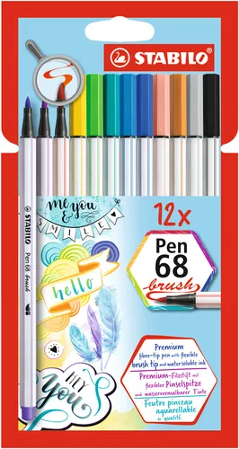Stabilo Rotuladores Pen 68 Brush C/Surtidos Estuche 12 Ud
