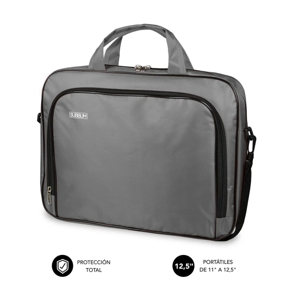 Subblim Estuche Oxford Portátil 11" A 12.5" - Protección Reforzada - Correas Ajustables -  Bolsillo Exterior - Color Gris