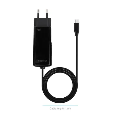 TOOQ Cargador De Pared USB-C PD 45W Con Sistema GaN Color Negro Cubico