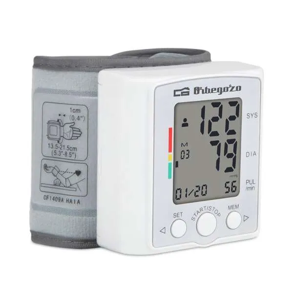 Orbegozo Tensiometro Digital de Muñeca con 60 Memorias y Pantalla LCD Grande