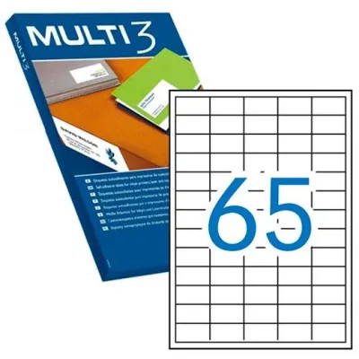 Multi3 Pack de 6.500 Etiquetas Blancas 38.0X21.2mm con Adhesivo Permanente