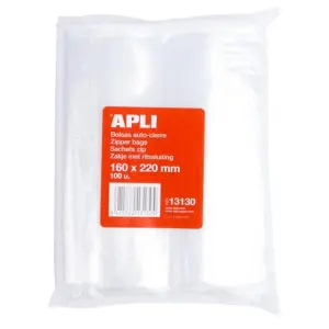 Apli Bolsas Autocierre 160x220mm LDPE Transparentes Pack 100 Unidades